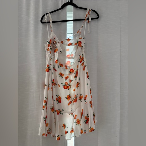 Wild Fable White Orange Floral Mini Dress | Tie Strap Summer Vacation Size L - Picture 8 of 11